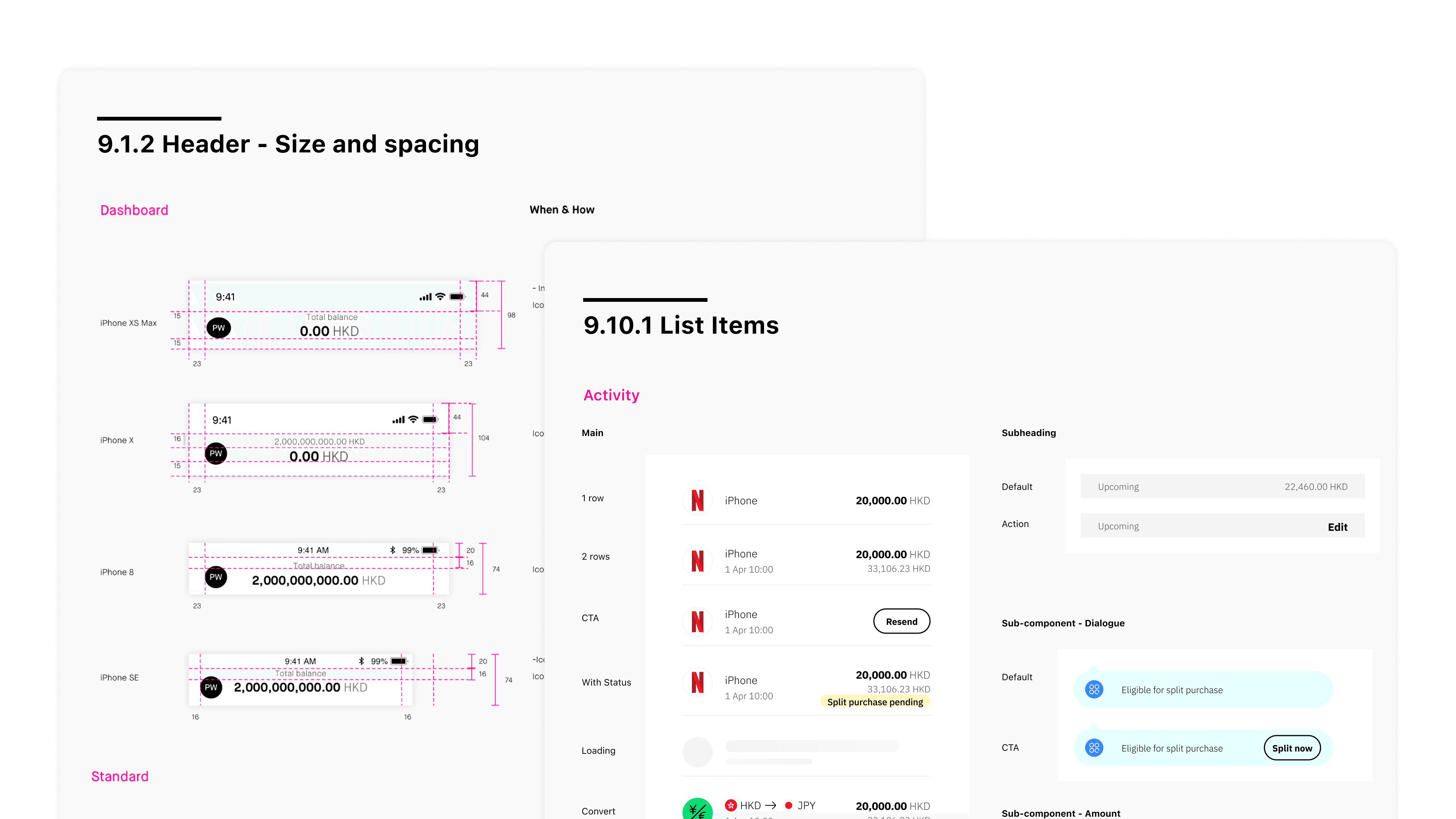 Example of Mox Bank's Design library